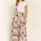 FRONT TIE SMOCKED HIGH WAIST TIE DYE PRINTED PALAZZO PANTS