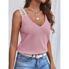 Solid Color Sleeveless V-Neck Ladies T-Shirt