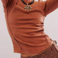 Ladies Solid Color Bell Long Sleeves Top