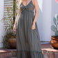RUFFLE V NECK MAXI DRESS