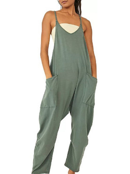 Two Shoulder Sleeveless Daily Jumpsuit