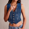 Trendy Buttoned Adjustable Denim Vest