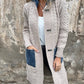 Vintage Style Denim Patchwork Hooded Knit Cardigan