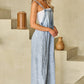Exposed Seam Wide Leg Denim Romper