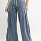 Cotton Blend Mineral Wash Wide-Leg Pants