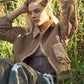 Ribbed Sweater Jacket with Quilted Detail