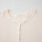 Waffle Exposed Seam Detail Plus Size Short Sleeve Top