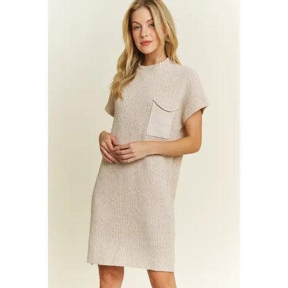 Classic Drop Shoulder Sweater Knit Mini Dress