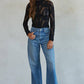 Knit Seamless Jacquard Mock Neck Long Sleeve Top