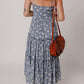 Blue Floral Spaghetti Strap Midi Dress