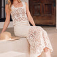 SHEER CROCHET SLEEVELESS SQAURE NECK TOP