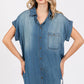 Washed Denim Short Sleeve Shirt