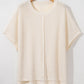 Waffle Exposed Seam Detail Plus Size Short Sleeve Top