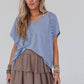 Camden Lace V Neck Top - Denim