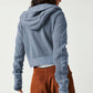 Ladies Zipper Open Hooded Daily Jacket