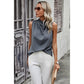 Button Trim Layered Collar Sleeveless Blouse