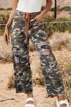 Camouflage Print Splashed Distressed Loose Denim Pants