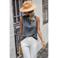 Button Trim Layered Collar Sleeveless Blouse