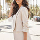 Color Block Fabric Ruched Sleeve Blazer