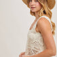 SHEER CROCHET SLEEVELESS SQAURE NECK TOP
