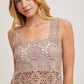 SHEER CROCHET SLEEVELESS SQAURE NECK TOP