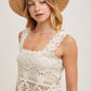 SHEER CROCHET SLEEVELESS SQAURE NECK TOP