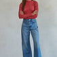 Knit Seamless Jacquard Mock Neck Long Sleeve Top