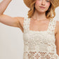 SHEER CROCHET SLEEVELESS SQAURE NECK TOP