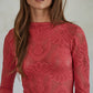 Knit Seamless Jacquard Mock Neck Long Sleeve Top