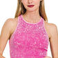 High-neck Racerback Premium Washed Crop Tank