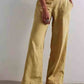 Ladies Elastic Waist Pocket Wide Leg Denim Pants