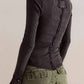 Ladies Solid Color Bell Long Sleeves Top