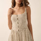 Striped Layered Fit-and-Flare Midi Dress
