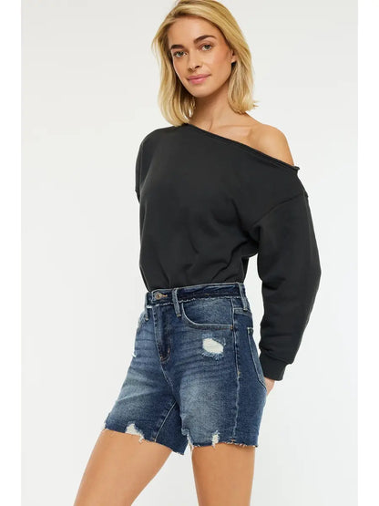 Open Pack High Rise Denim Shorts