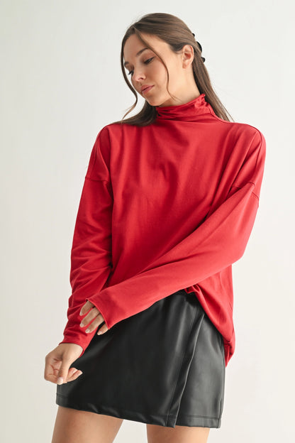 Pima Cotton Slouchy Turtleneck